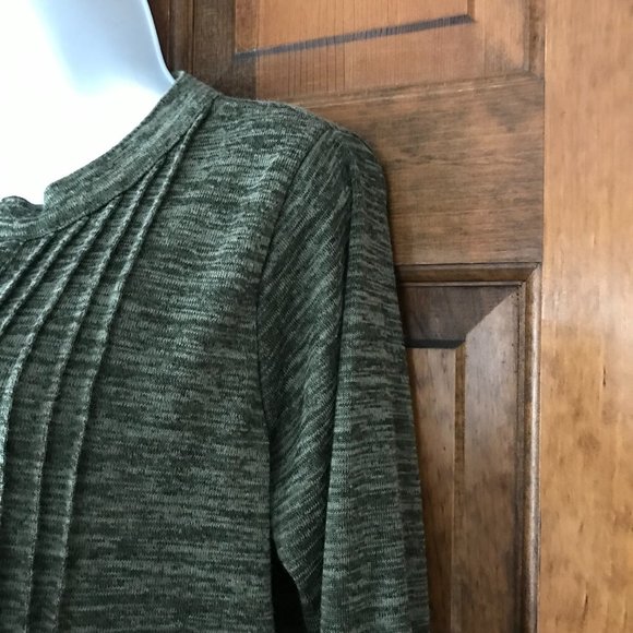 Notations Dark Green Marl V-Neck Henley Pullover w/Tab & Button 3/4 Sleeve PXL - Picture 6 of 11